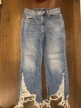 Stella McCartney Light Blue Distressed Frayed Hem Jeans